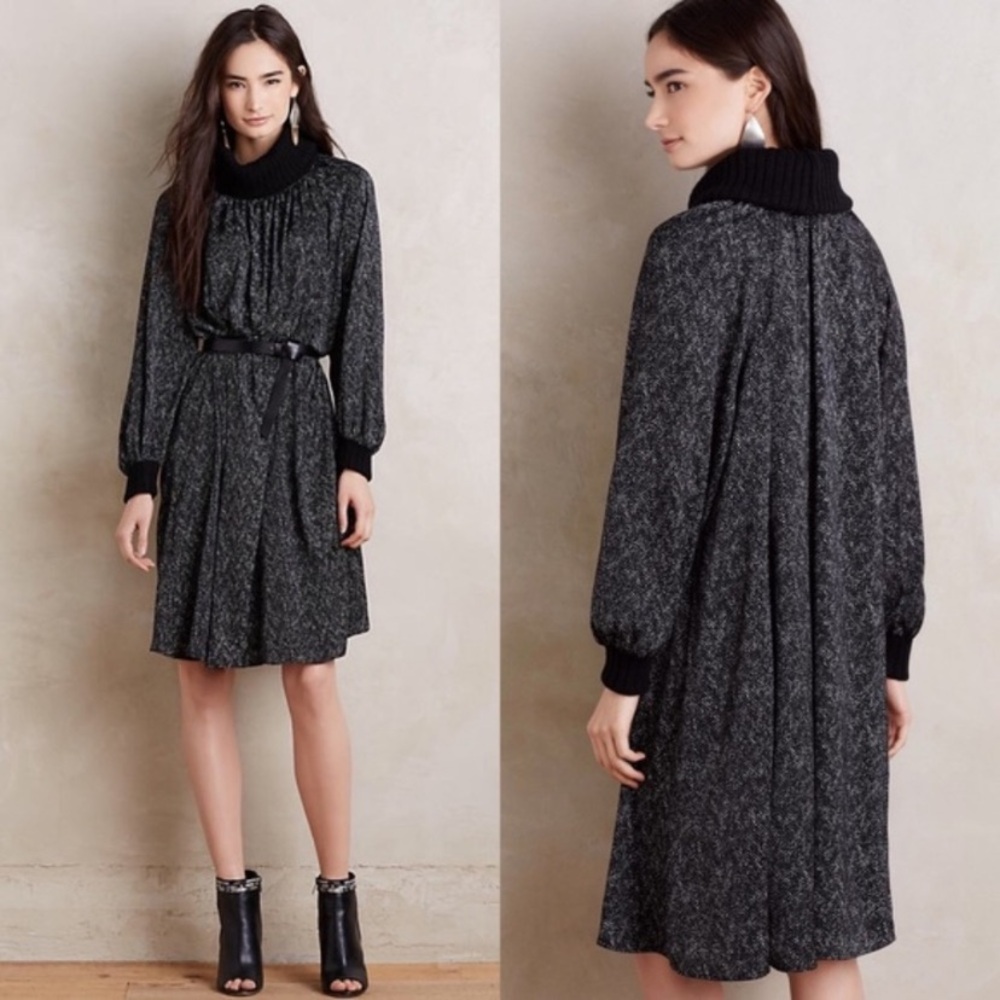 Anthro Cowled Chinon Dress Turtleneck Neck Corey Lynn Calter XS